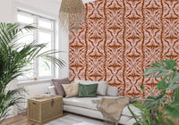 Rustic Terracotta Floral Geometric Wallpaper⁠