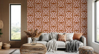 Rustic Terracotta Floral Geometric Wallpaper⁠