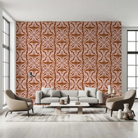 Rustic Terracotta Floral Geometric Wallpaper⁠