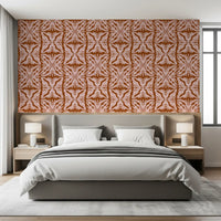 Rustic Terracotta Floral Geometric Wallpaper⁠