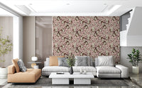 Soft Pink Garden Foliage Wallpaper⁠