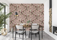Soft Pink Garden Foliage Wallpaper⁠