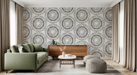 Black and Cream Dotted Mandala Radiance Wallpaper⁠