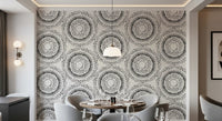 Black and Cream Dotted Mandala Radiance Wallpaper⁠