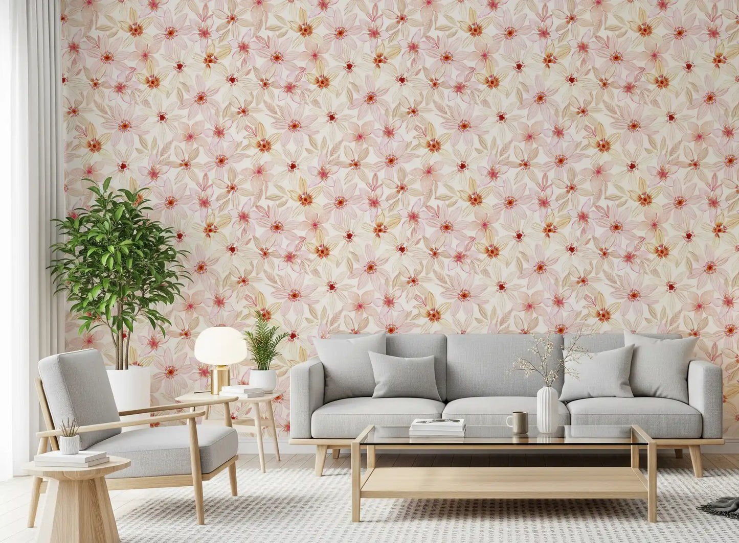 Soft Watercolor Meadow Bloom Wallpaper⁠