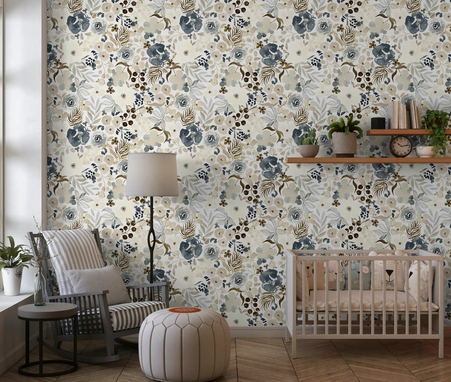 Neutral Watercolor Blooms Wallpaper⁠