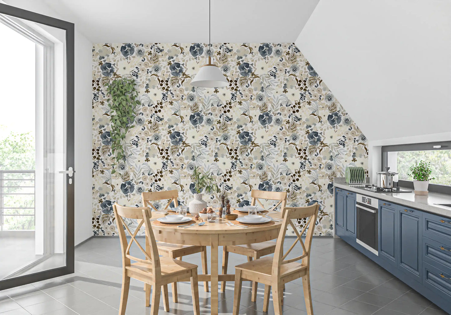 Neutral Watercolor Blooms Wallpaper⁠