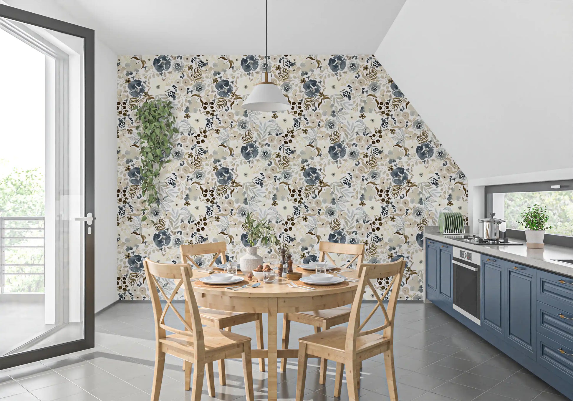 Neutral Watercolor Blooms Wallpaper⁠
