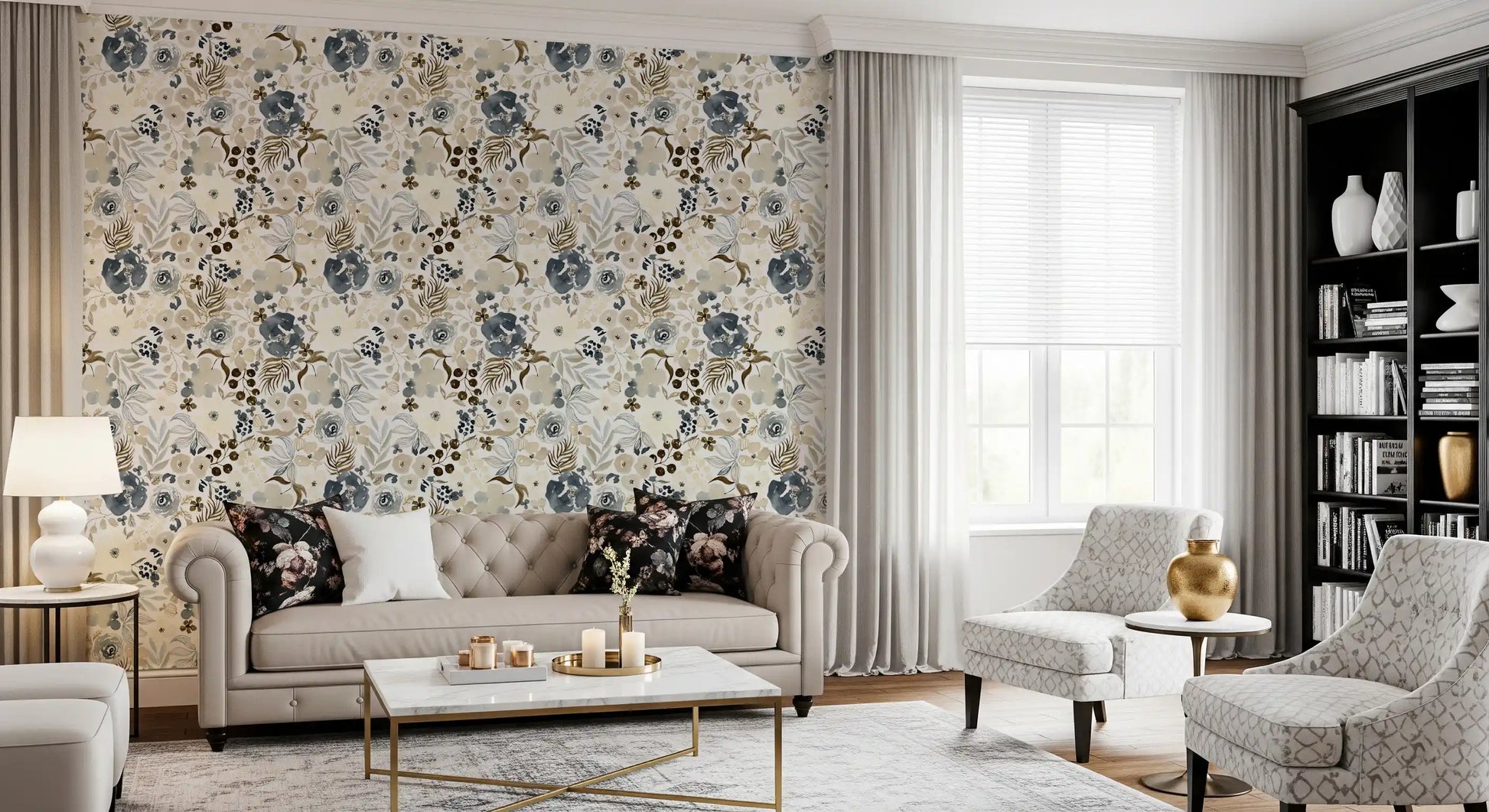 Neutral Watercolor Blooms Wallpaper⁠