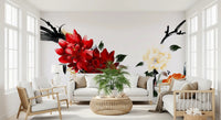 Zen Garden Peony Brushwork Mural Wall Mural