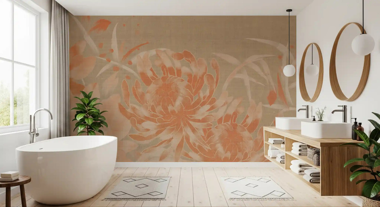 Minimalist Painted Chrysanthemum Mural Wall Mural
