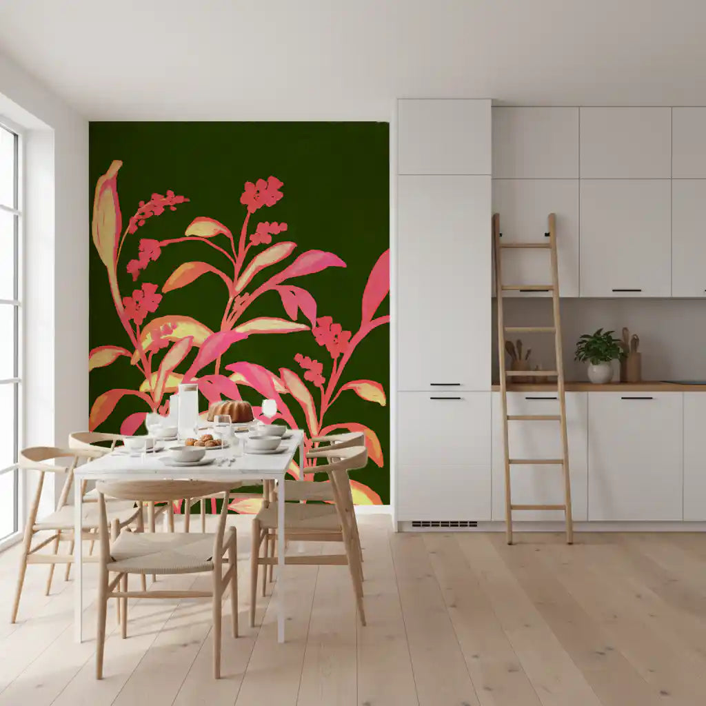 Painterly Spring Bloom Motif Wall Mural