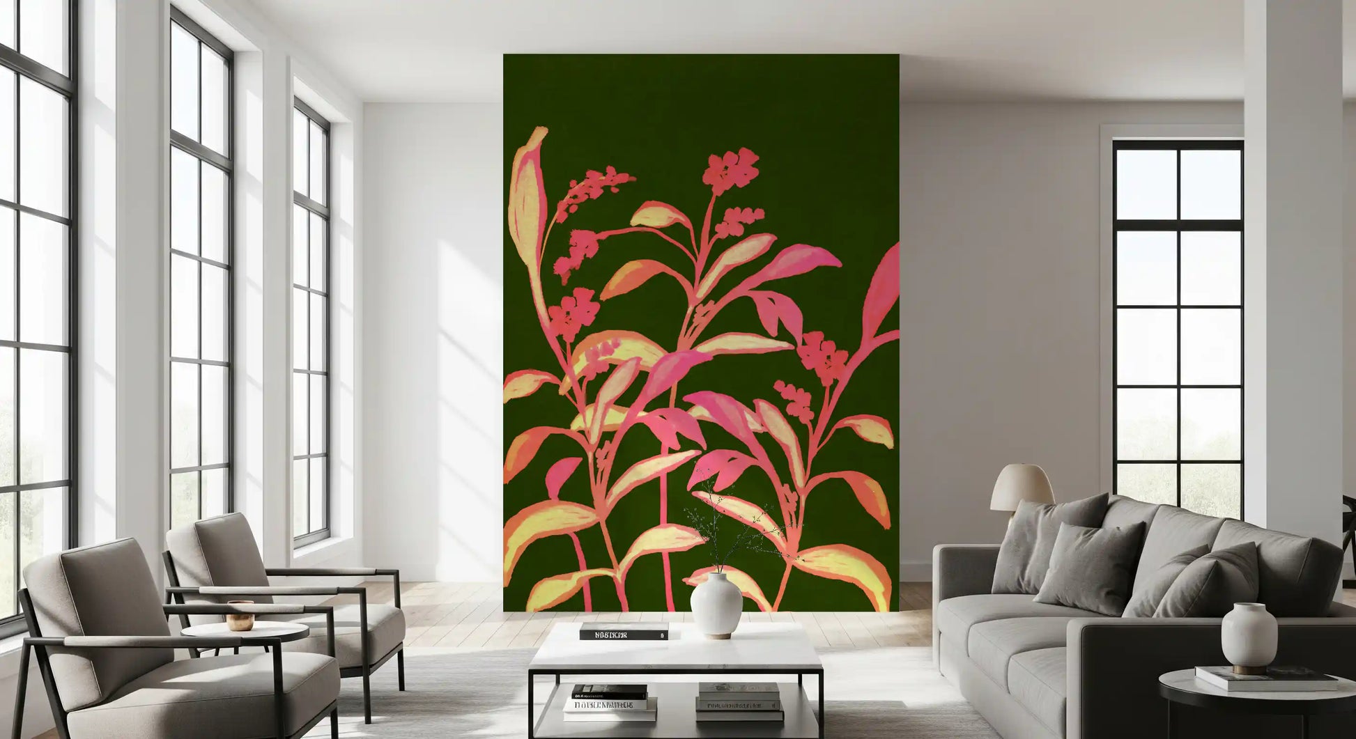 Painterly Spring Bloom Motif Wall Mural