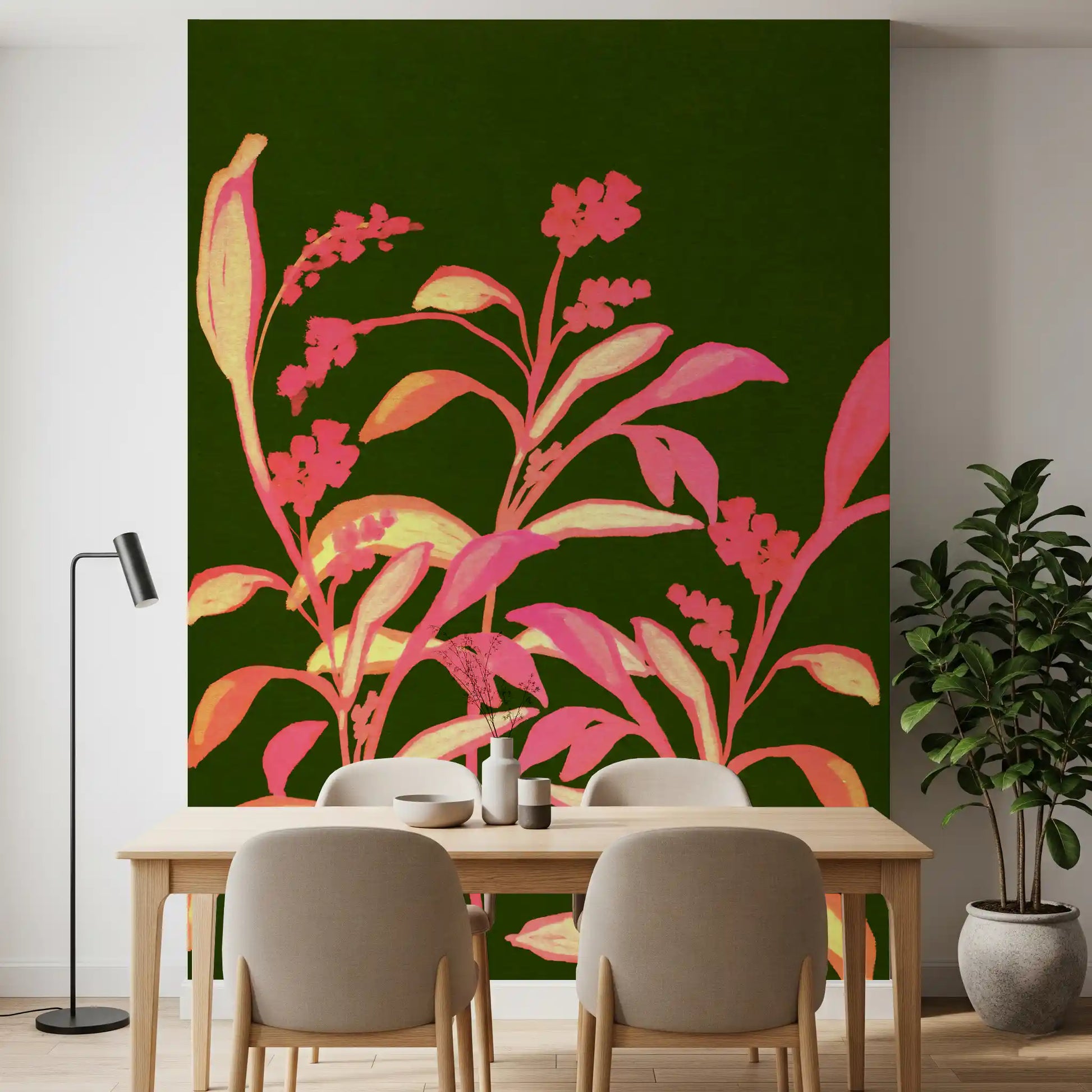 Painterly Spring Bloom Motif Wall Mural