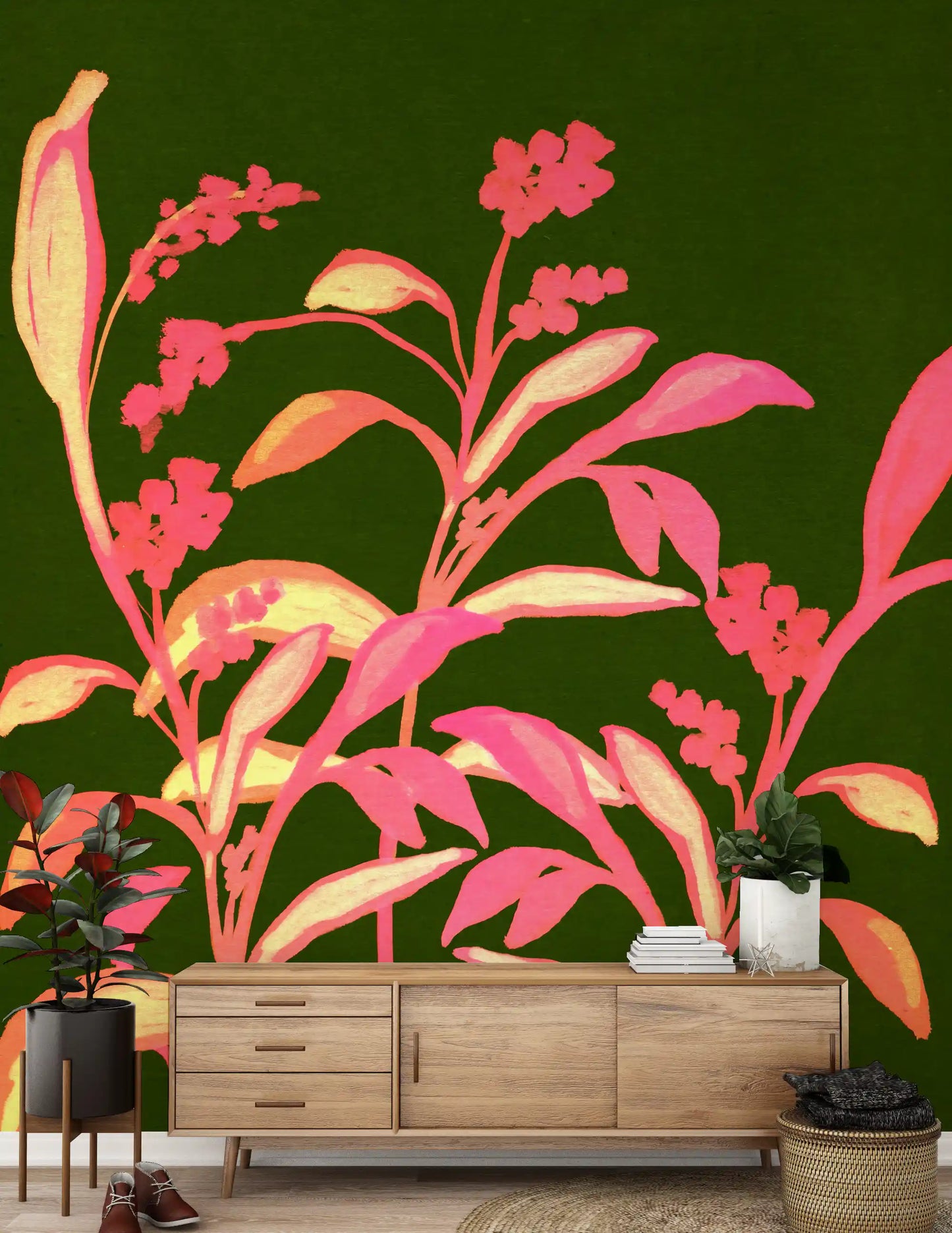 Painterly Spring Bloom Motif Wall Mural