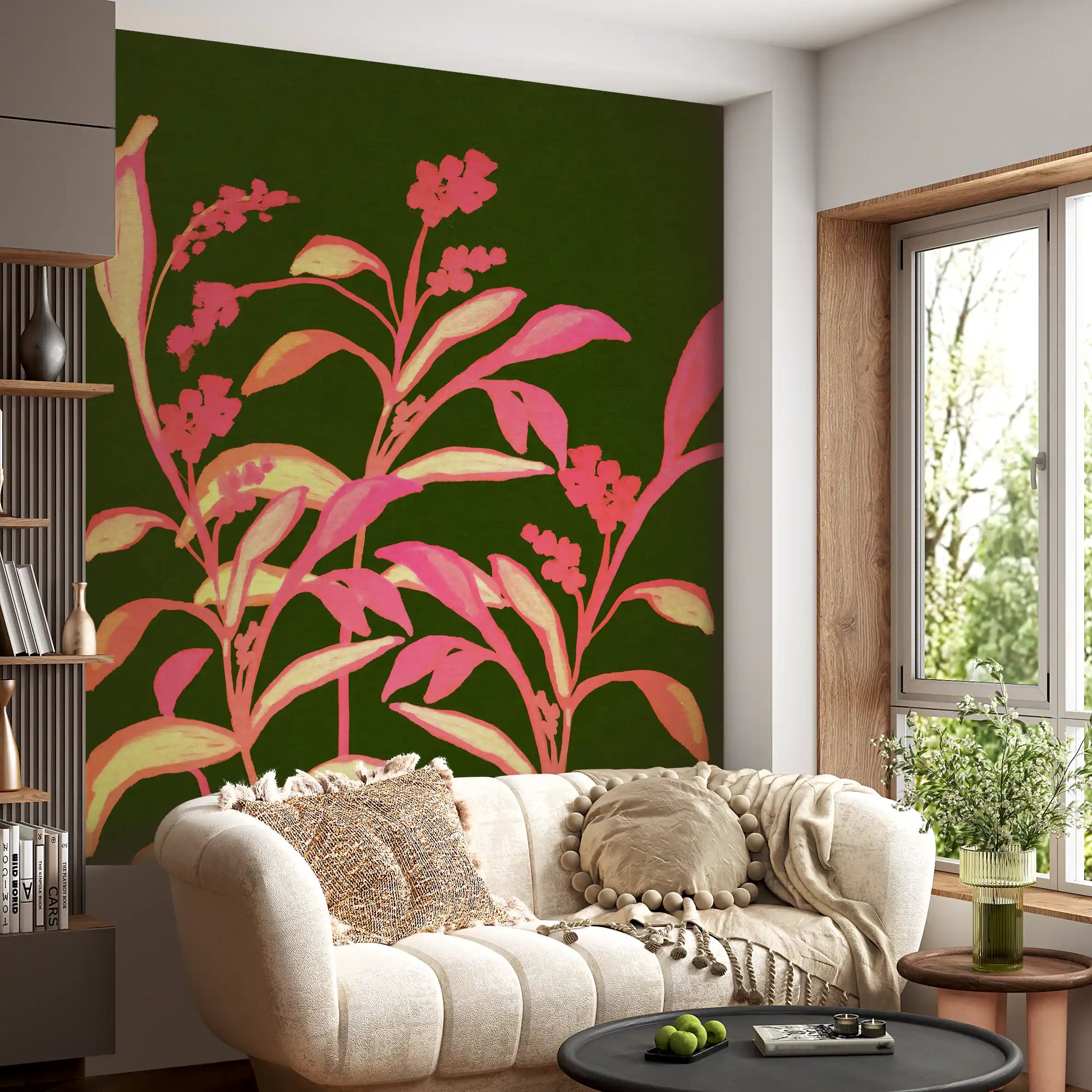 Painterly Spring Bloom Motif Wall Mural
