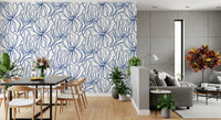 Minimalist Blue Contour Blooms Wallpaper⁠