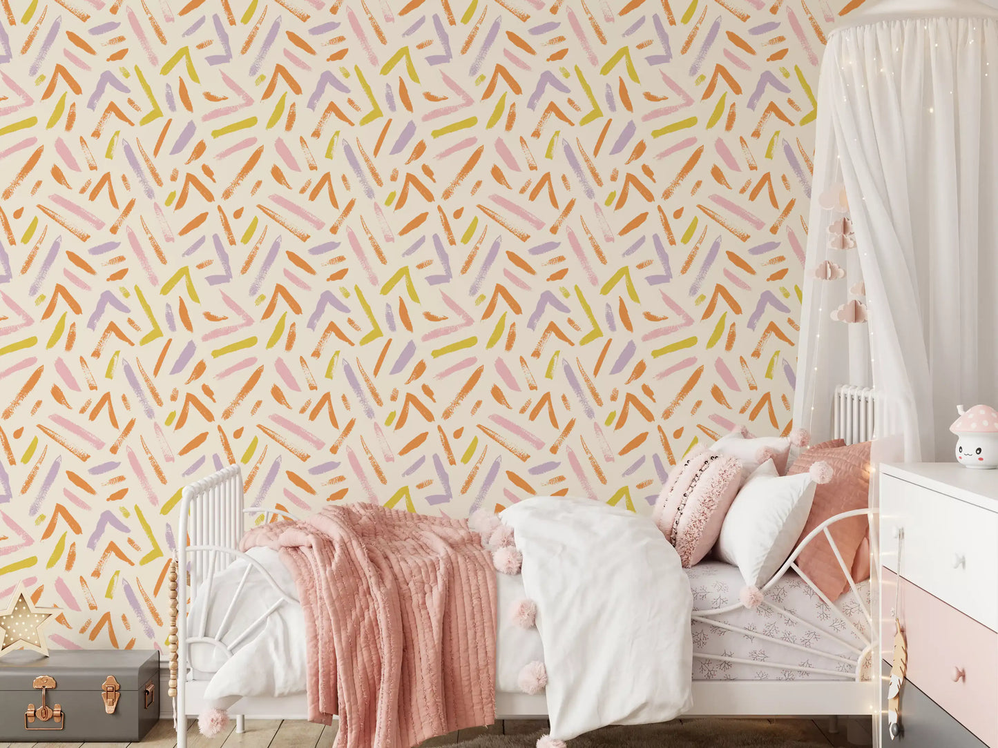 Joyful Crayon Sketch Pattern Wallpaper⁠
