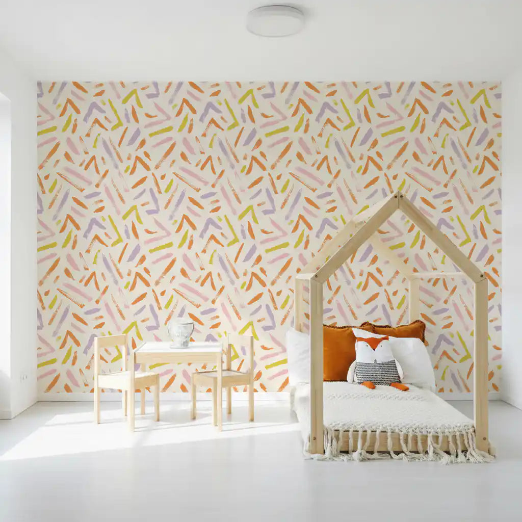 Joyful Crayon Sketch Pattern Wallpaper⁠