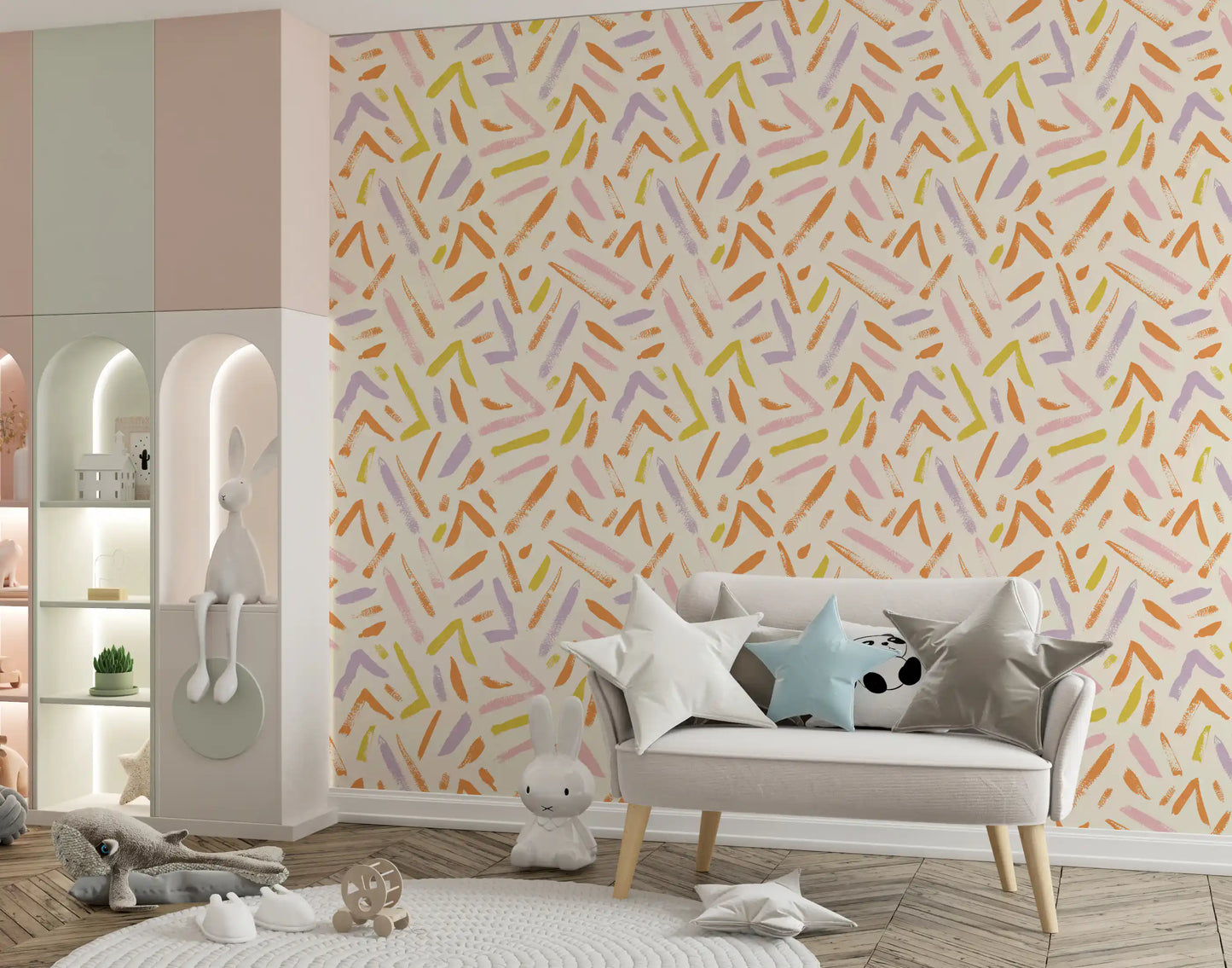 Joyful Crayon Sketch Pattern Wallpaper⁠