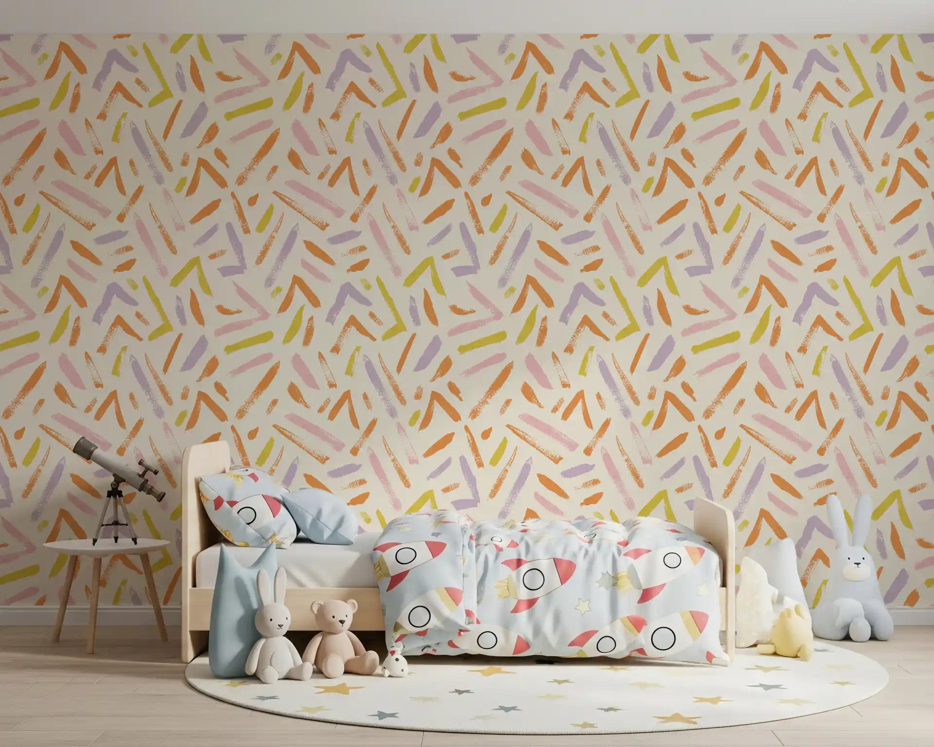 Joyful Crayon Sketch Pattern Wallpaper⁠
