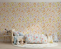 Joyful Crayon Sketch Pattern Wallpaper⁠