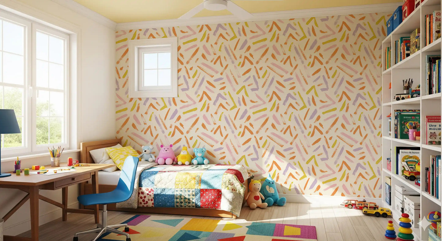 Joyful Crayon Sketch Pattern Wallpaper⁠