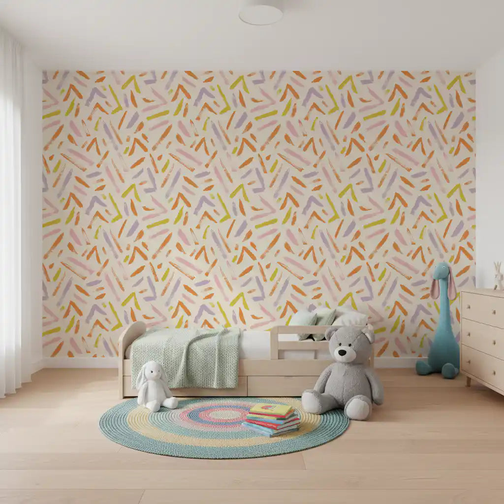 Joyful Crayon Sketch Pattern Wallpaper⁠