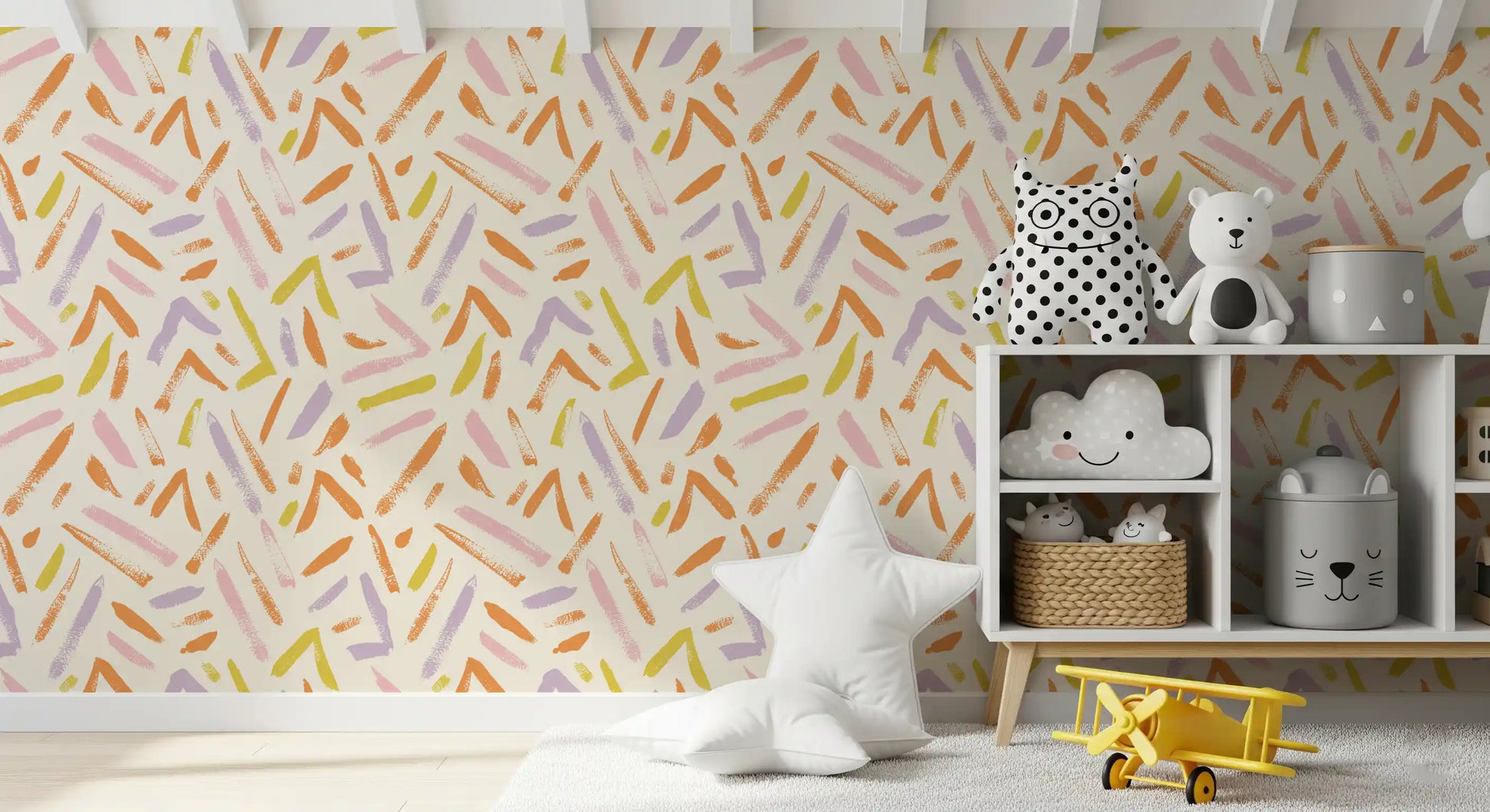 Joyful Crayon Sketch Pattern Wallpaper⁠