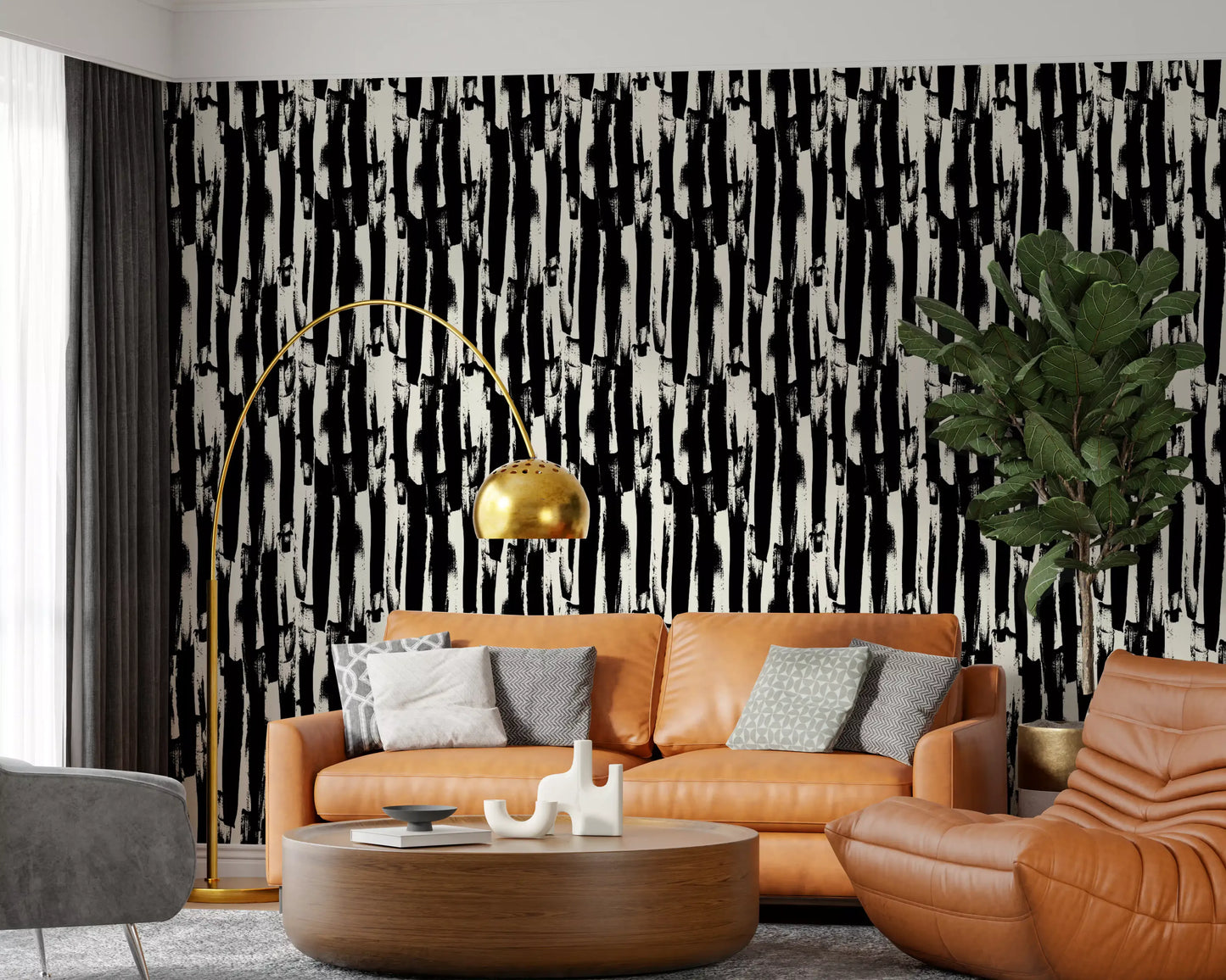 Minimalist Vertical Painterly Line Art Wallpaper⁠
