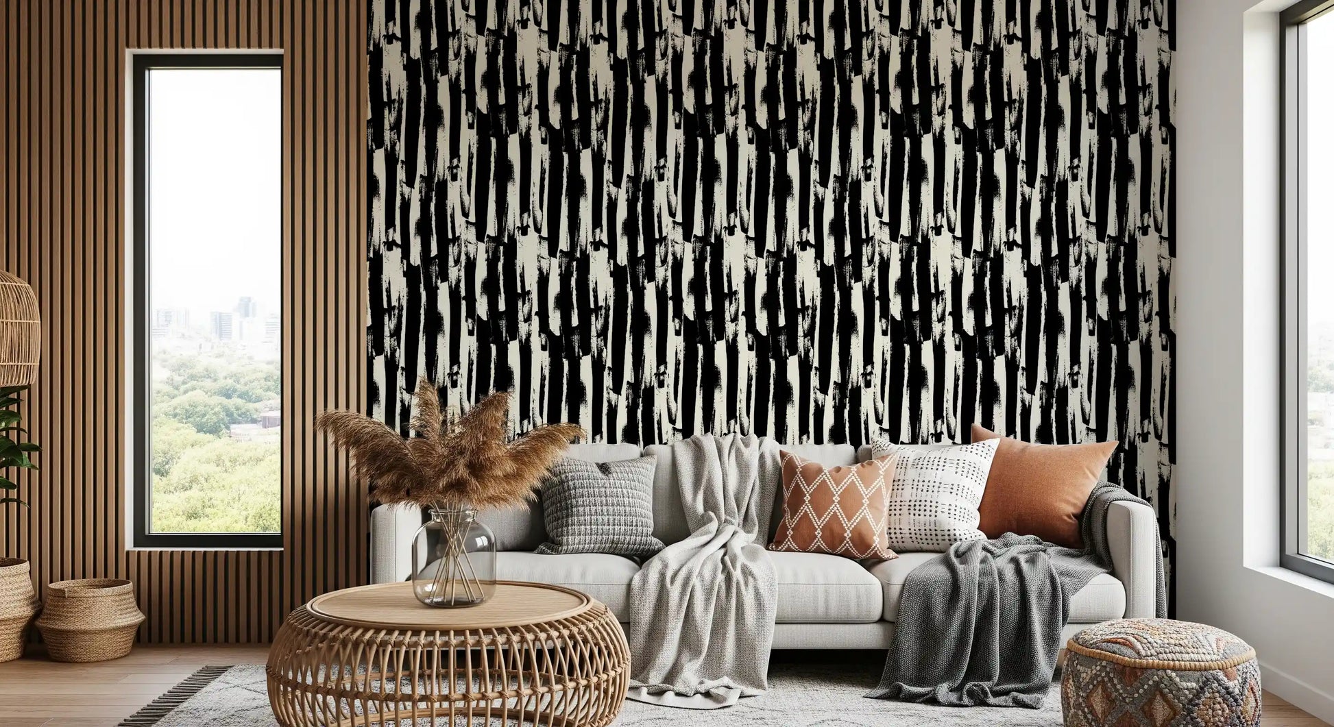 Minimalist Vertical Painterly Line Art Wallpaper⁠