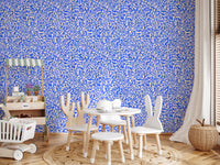 Vibrant Cobalt Swirl Pattern Wallpaper⁠