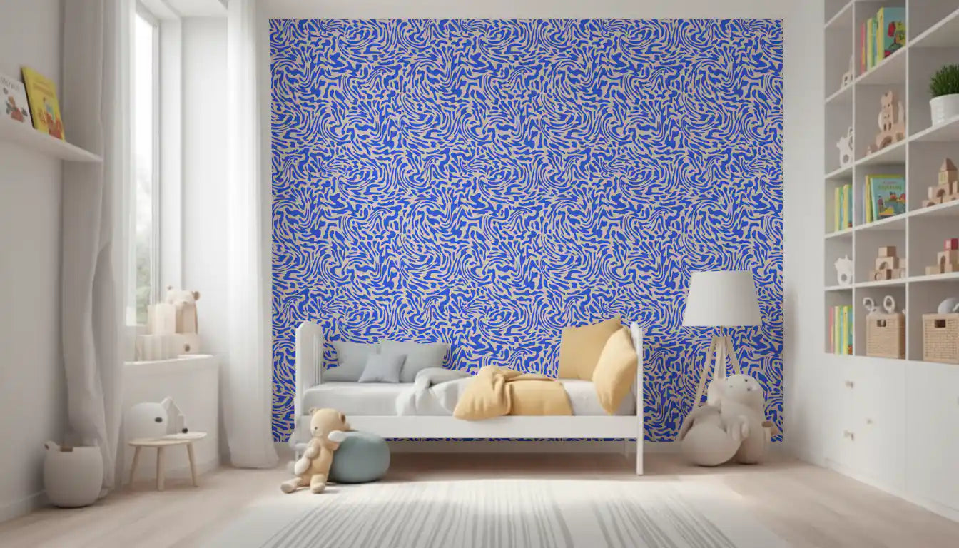 Vibrant Cobalt Swirl Pattern Wallpaper⁠