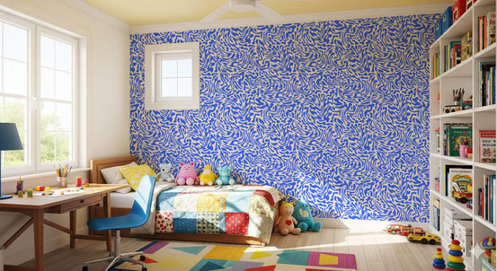 Vibrant Cobalt Swirl Pattern Wallpaper⁠