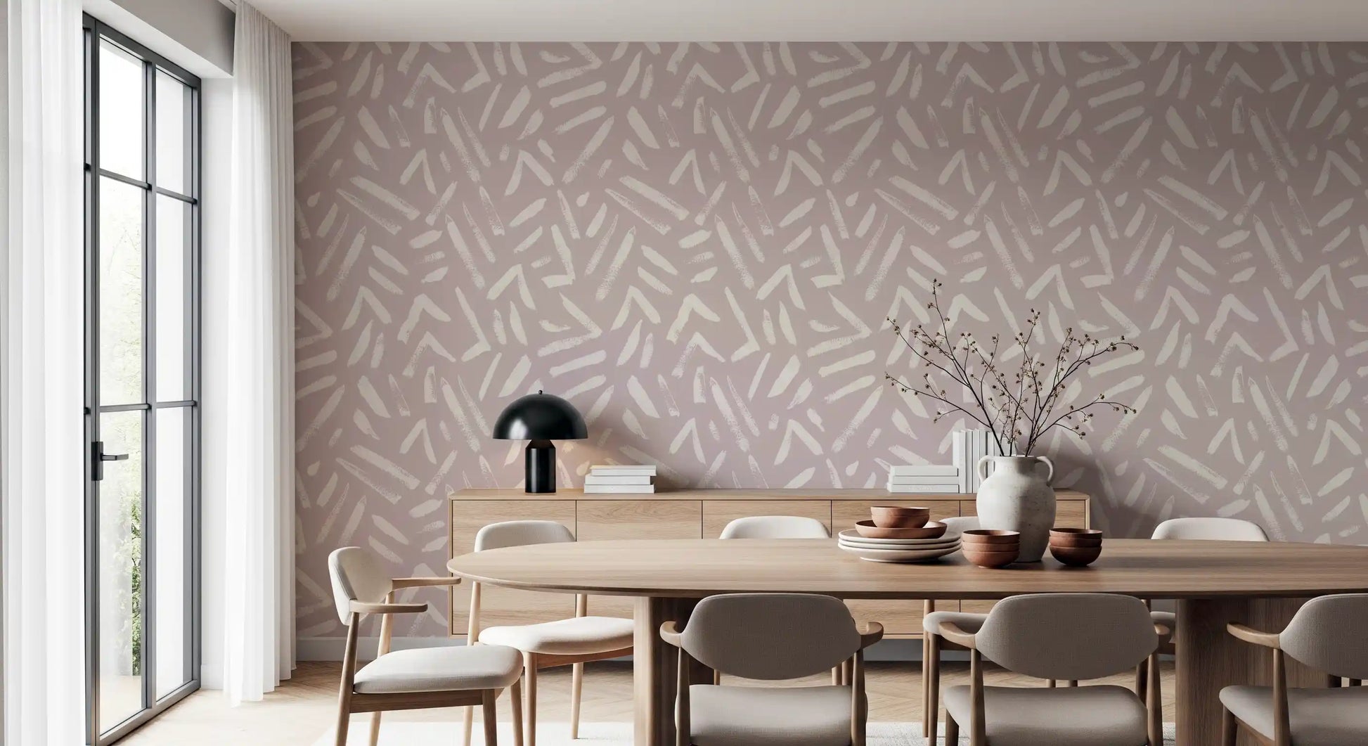 Abstract Cream and Blush Brushstrokes Wallpaper⁠