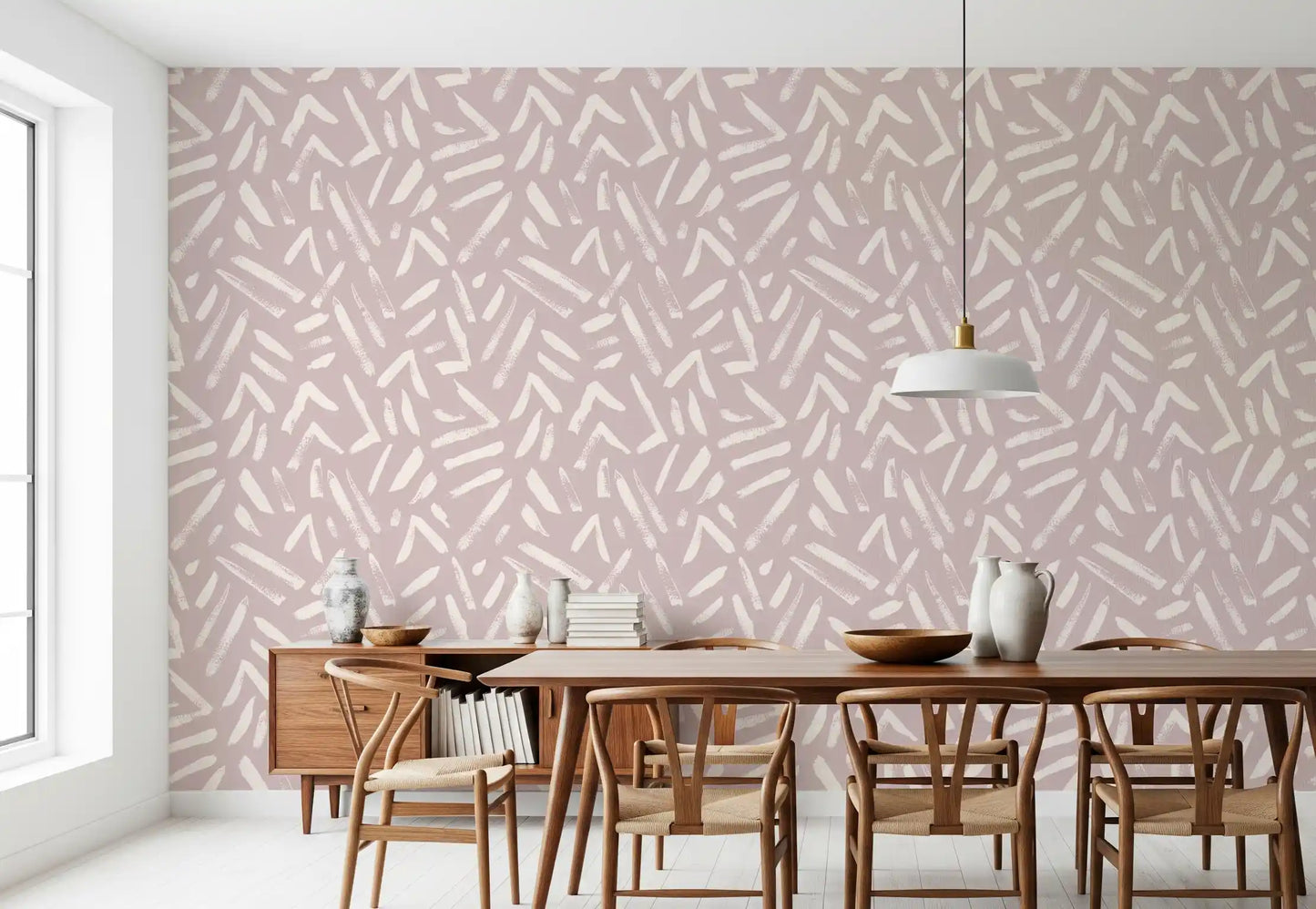 Abstract Cream and Blush Brushstrokes Wallpaper⁠