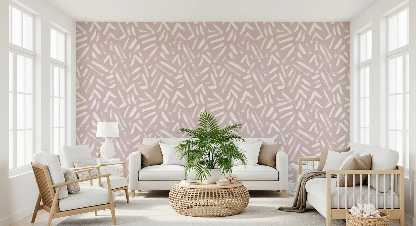 Abstract Cream and Blush Brushstrokes Wallpaper⁠