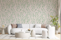 Soft Sage Botanical Brushstrokes Wallpaper⁠