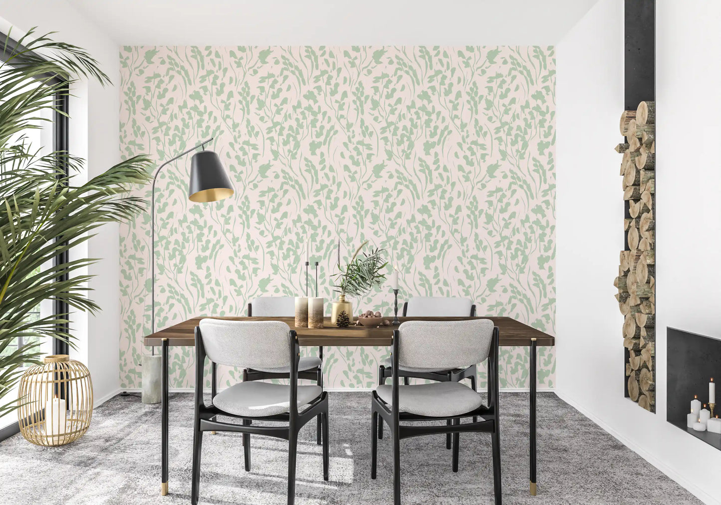 Soft Sage Botanical Brushstrokes Wallpaper⁠