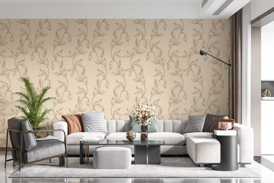 Serene Neutral Organic Foliage Wallpaper⁠