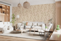 Serene Neutral Organic Foliage Wallpaper⁠