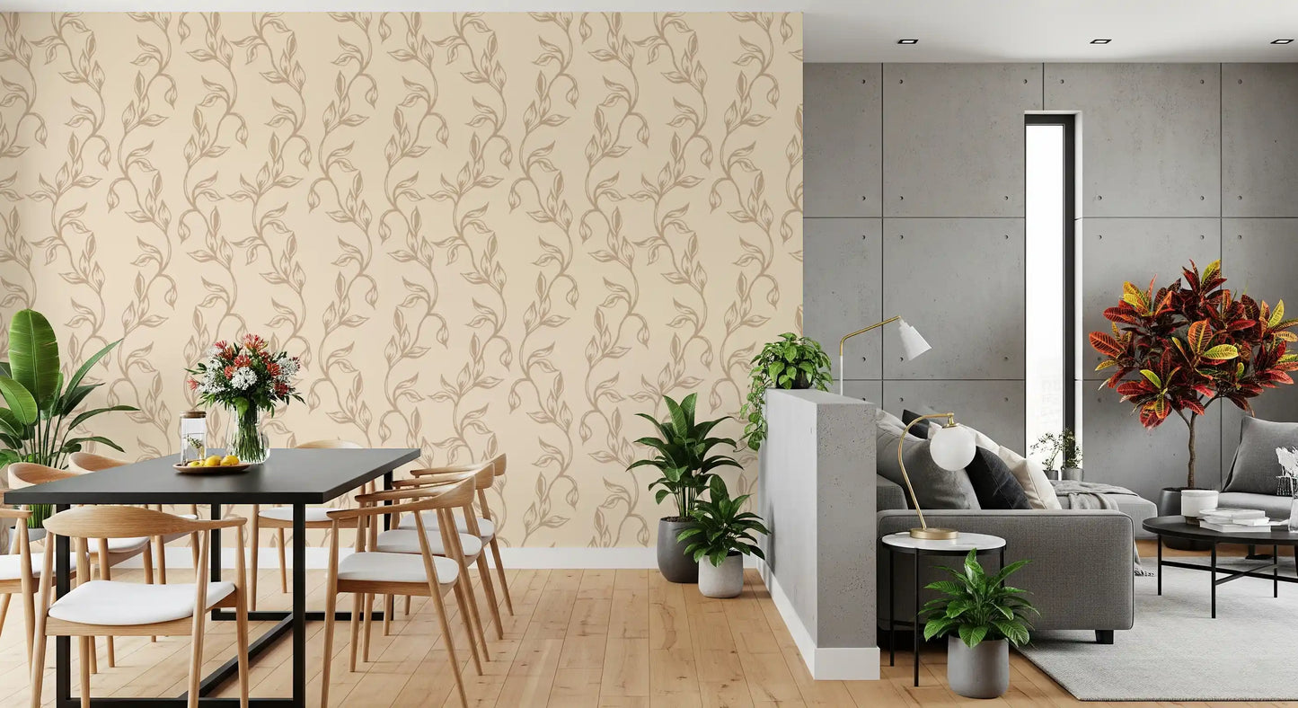 Serene Neutral Organic Foliage Wallpaper⁠