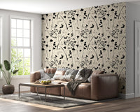 Silhouette Meadow and Butterfly Print Wallpaper⁠