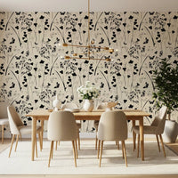 Silhouette Meadow and Butterfly Print Wallpaper⁠