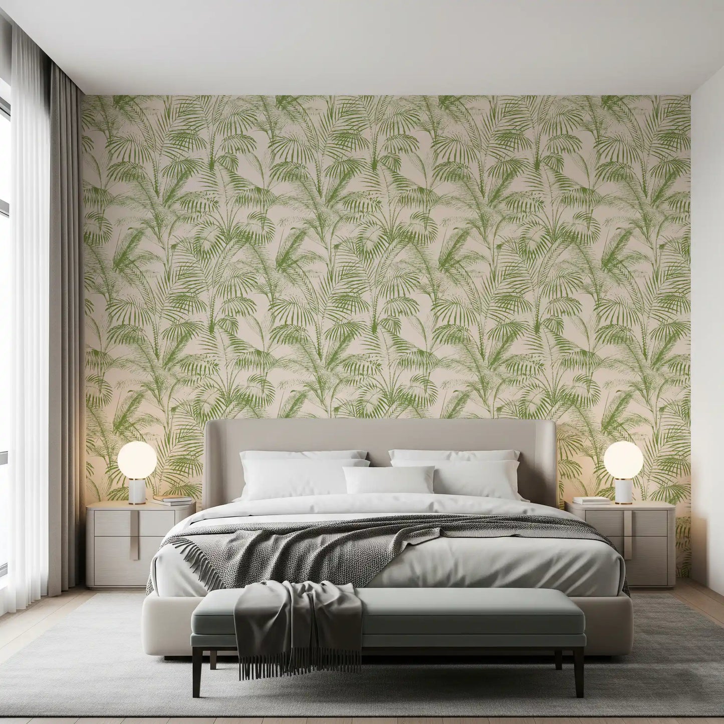 Botanical Jungle Frond Sketch Wallpaper⁠