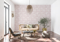Minimalist Blush Flora Motif Wallpaper⁠