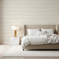 Cream Ogee Damask Pattern Wallpaper⁠