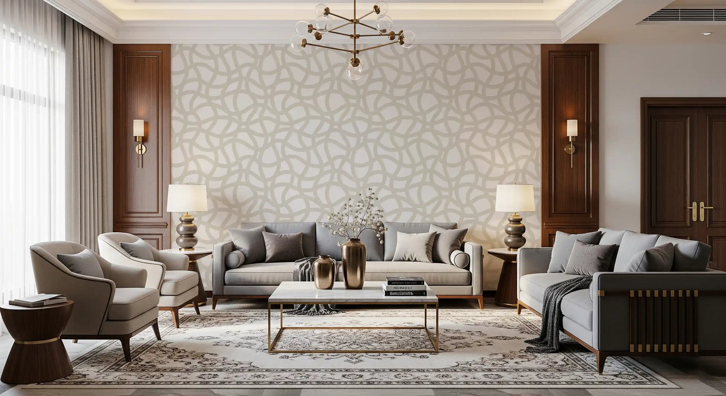 Interwoven Soft Cream Curves Wallpaper⁠