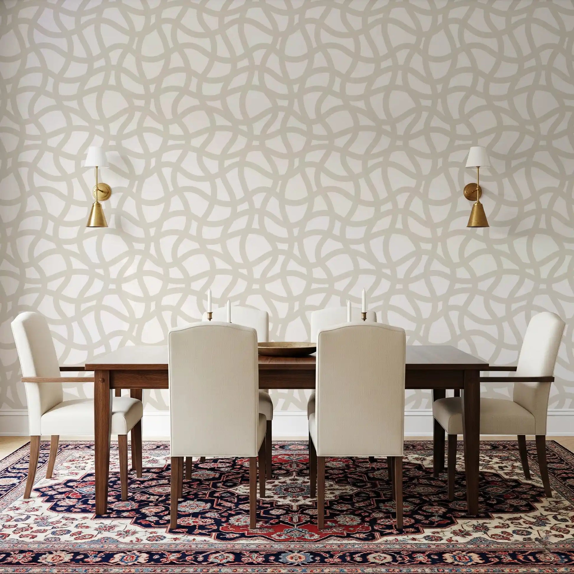 Interwoven Soft Cream Curves Wallpaper⁠