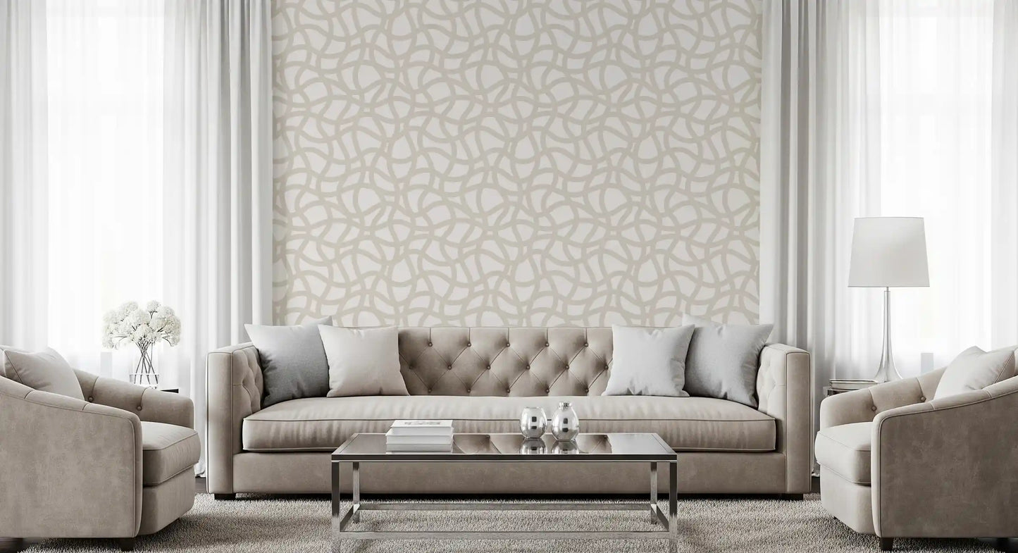 Interwoven Soft Cream Curves Wallpaper⁠